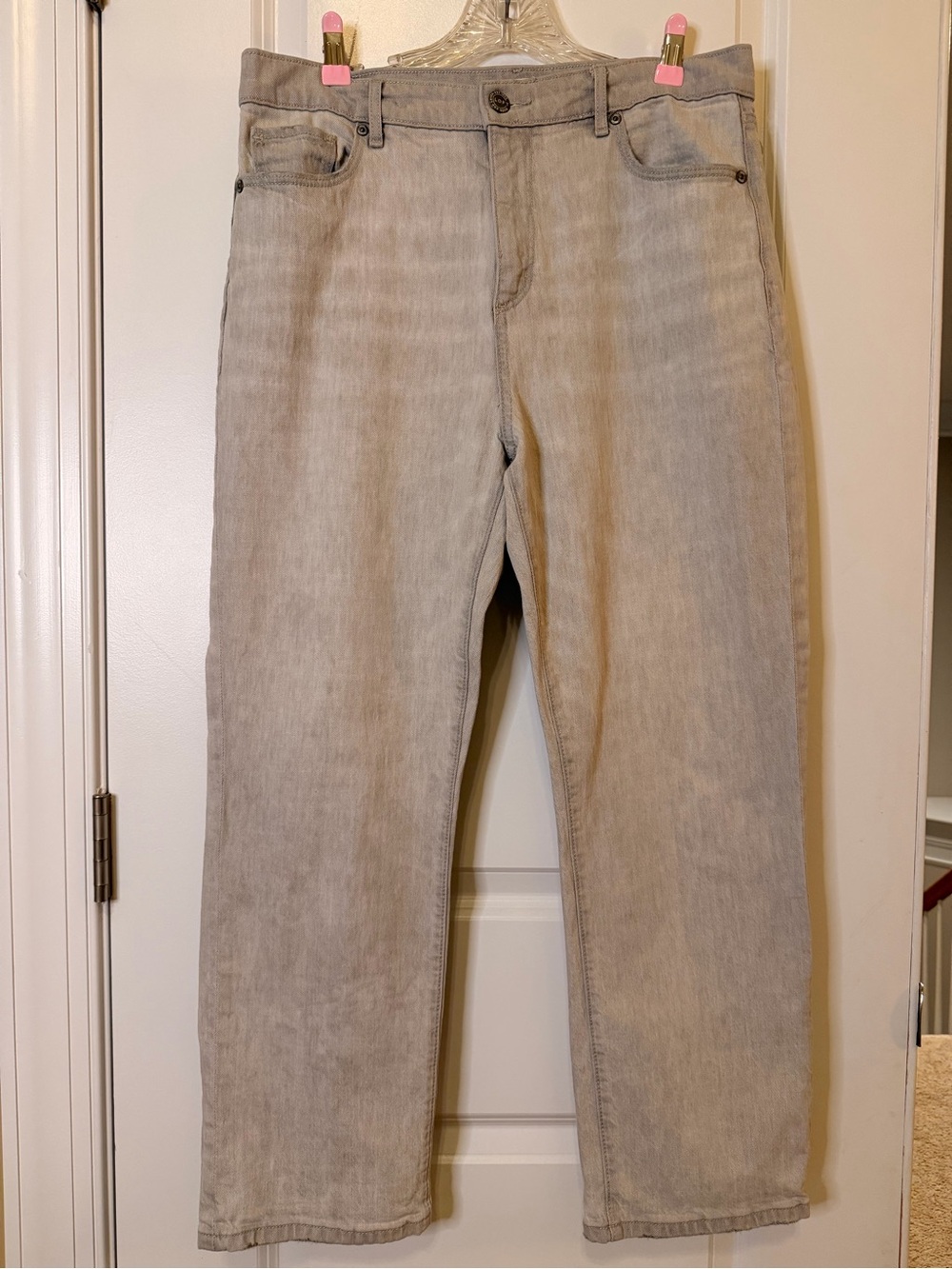 Loft Straight-Leg Size 10 Women's Jeans in Light Gray Wash